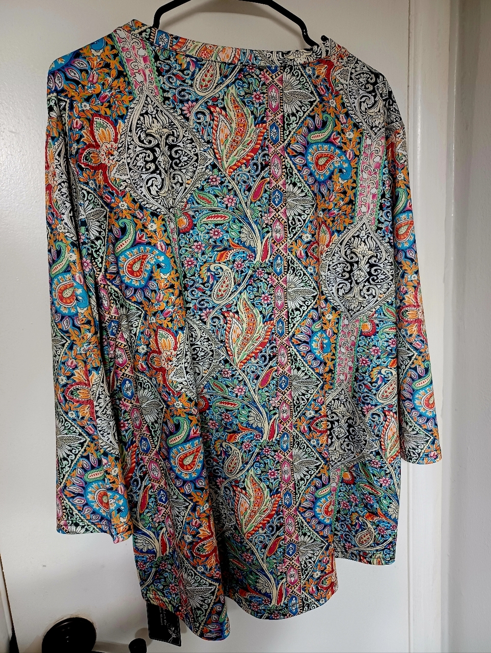 Boho V-Neck Tunic Top in Multicolor Paisley XXL By - Picture 2 of 4